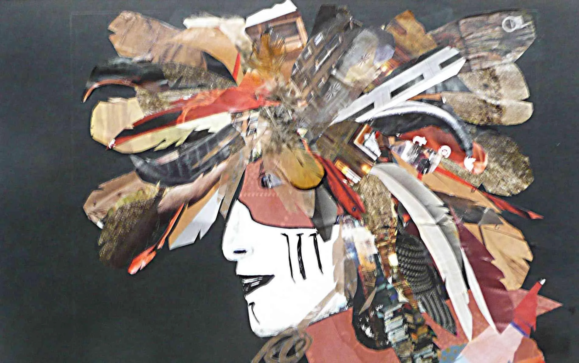 Pow Wow Dancer in White by Susan Schenk. Collage. $200. 