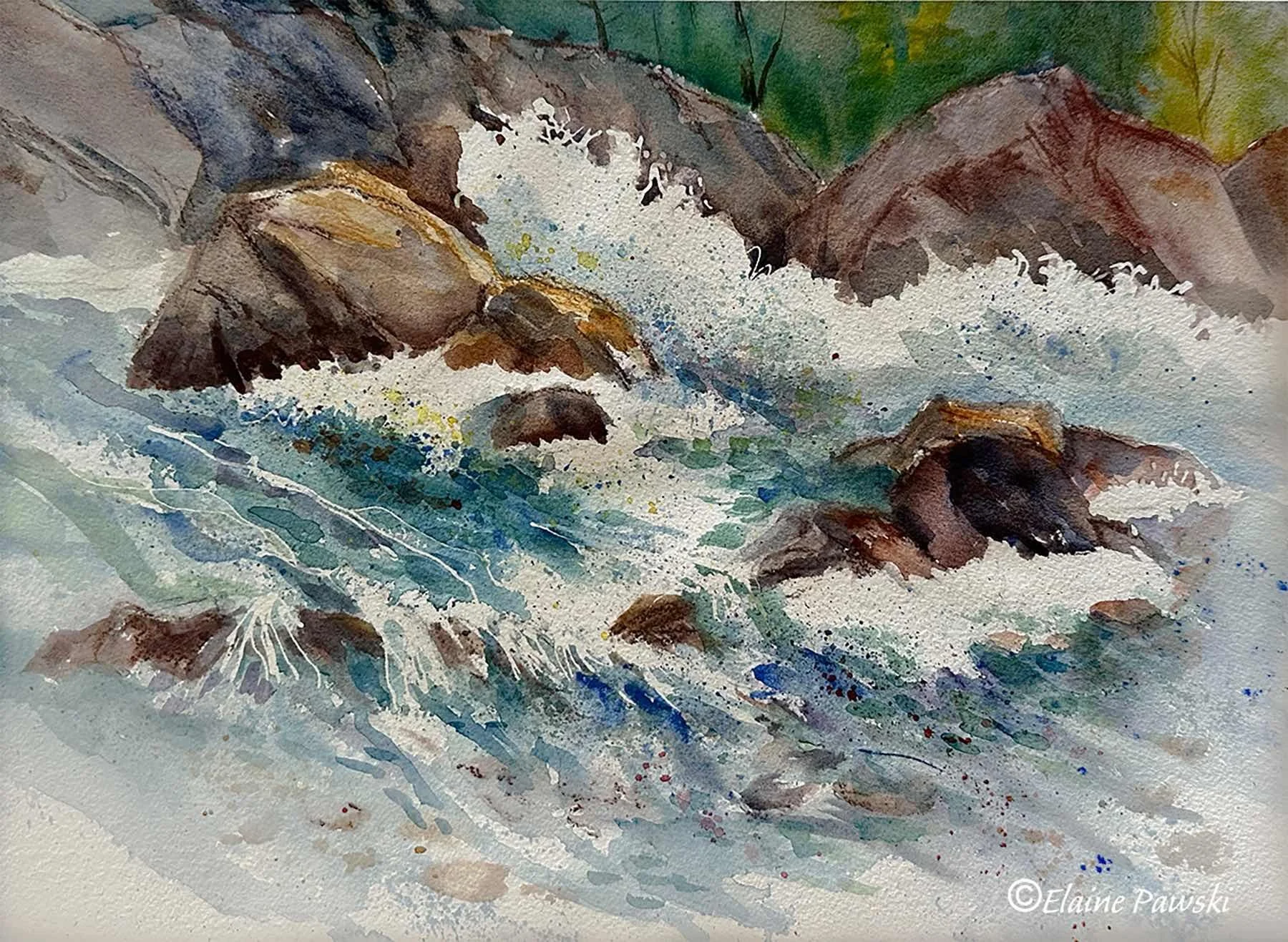 Playfully Flowing by Elaine Pawski. Watercolor $300.00 