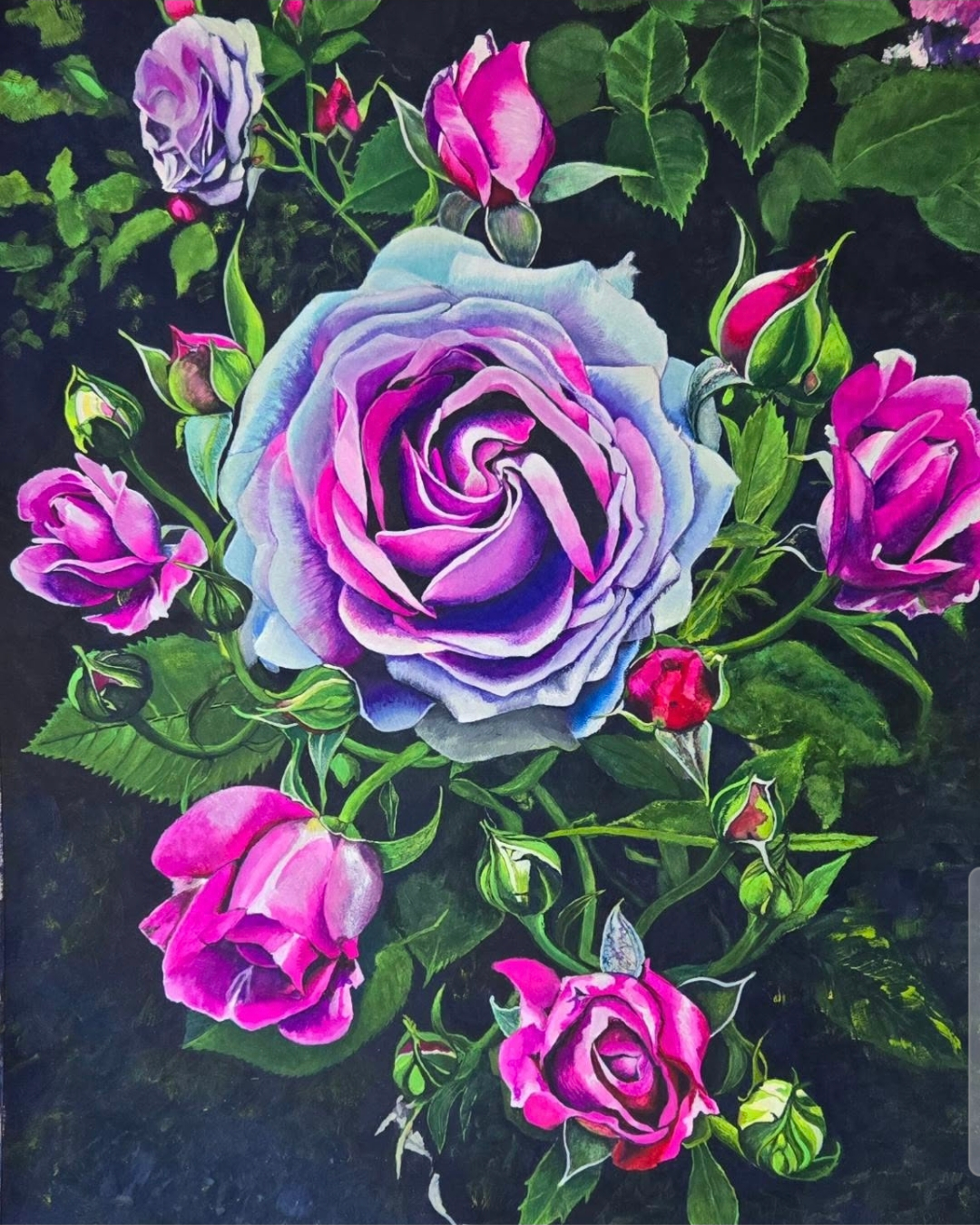 Rose Vortex by Louise Treadway. Gouache. $750.00