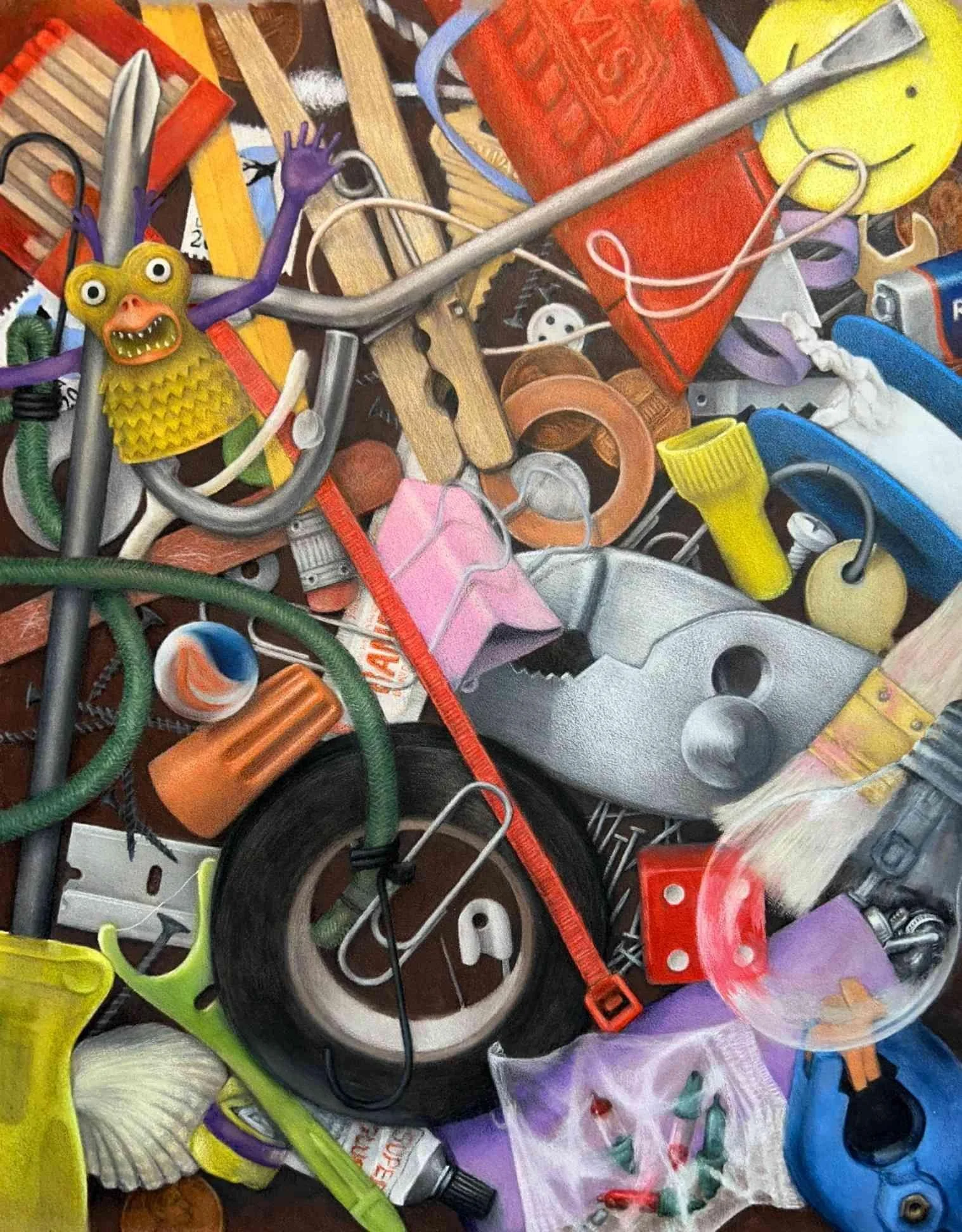Junk Drawer by Lisa Raymer. Watercolor Pencil. NFS. 