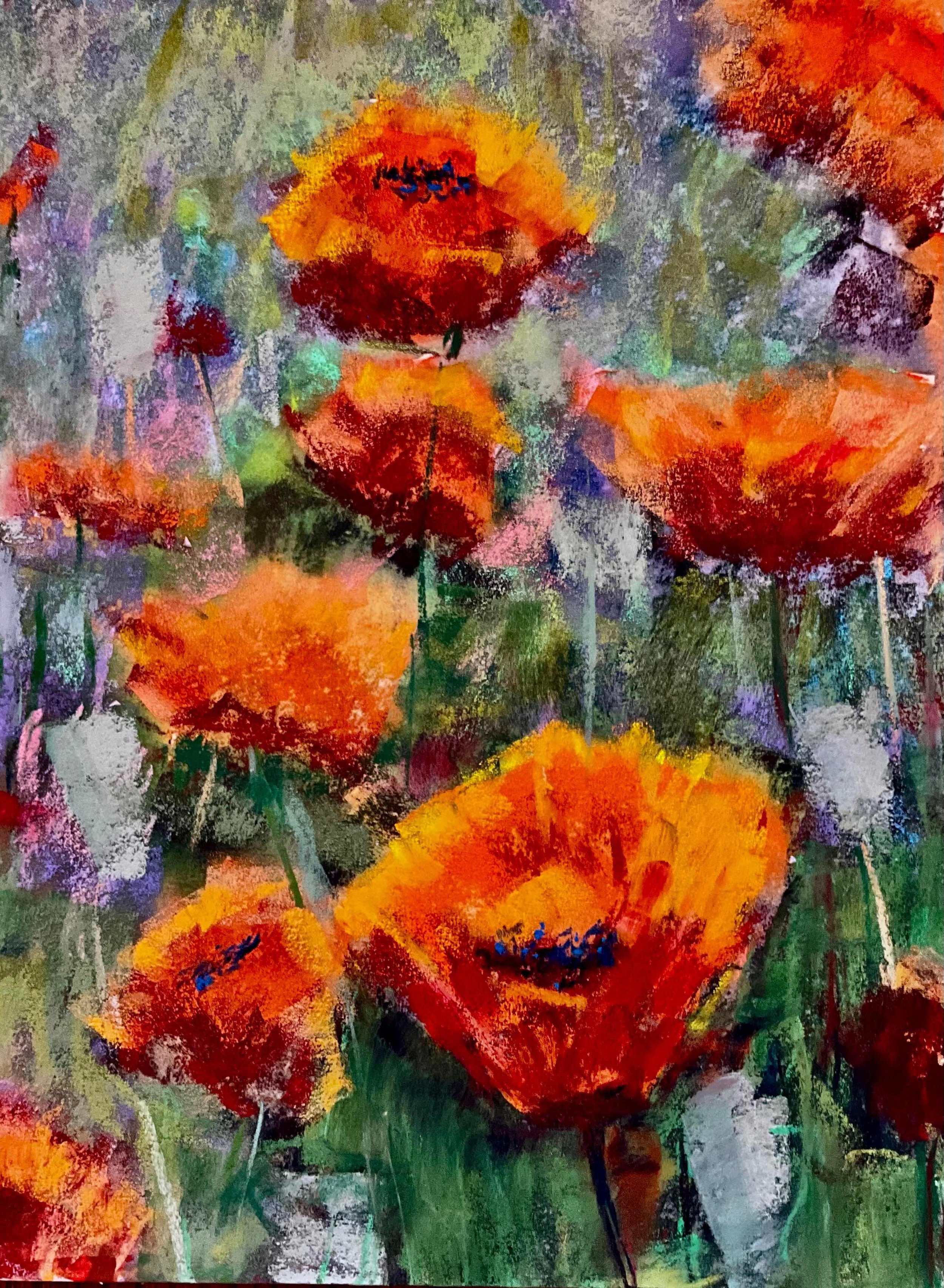 Portland Poppies by Karen Russell. Chalk Pastel. $250. 
