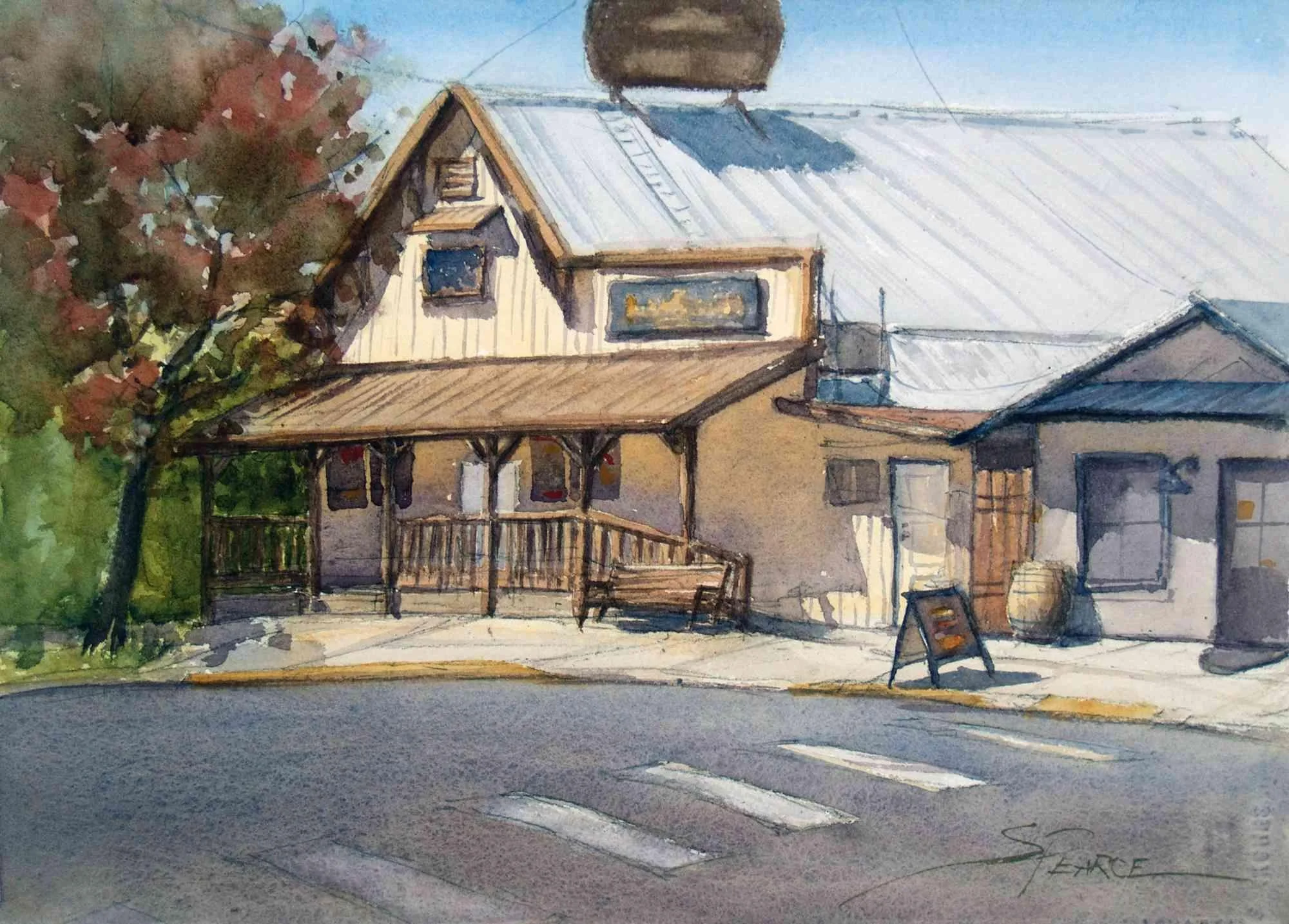 Sandra Pearce. Watering Hole. Watercolor. $800.00.