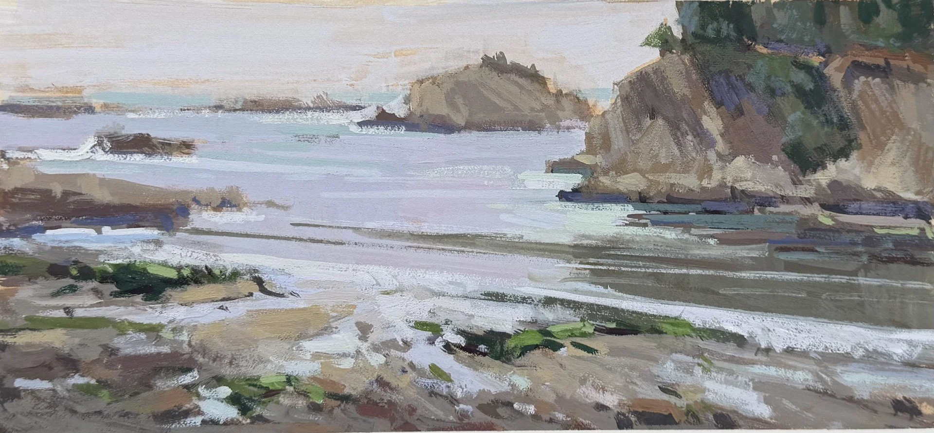 Honorable Mention: Nancy Seruto. A Quiet Morning on the Bay. Goauche. $350.00.