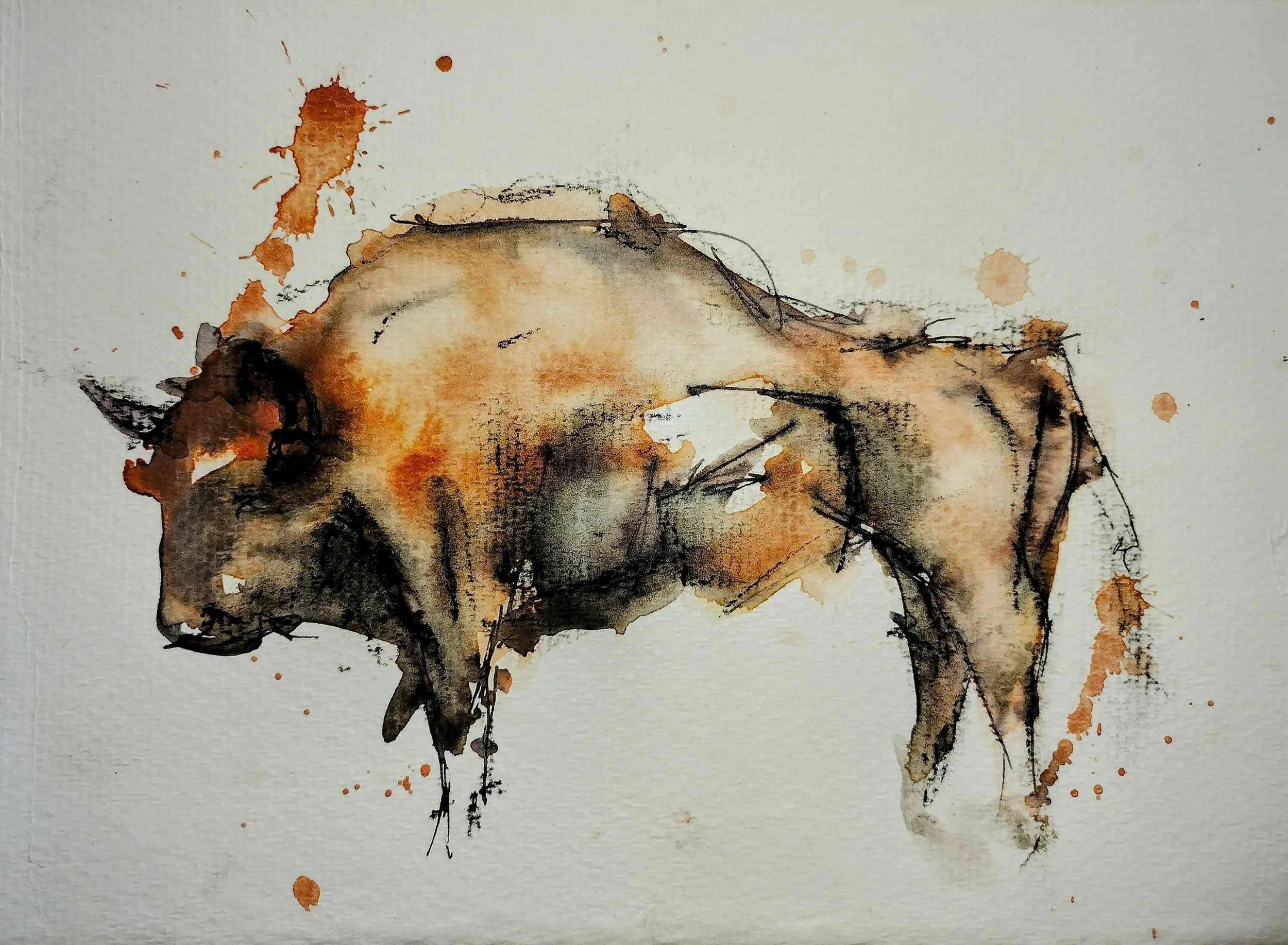 Lascaux Bison by Tiffanie Andrews-Rost. Watercolor. NFS. 