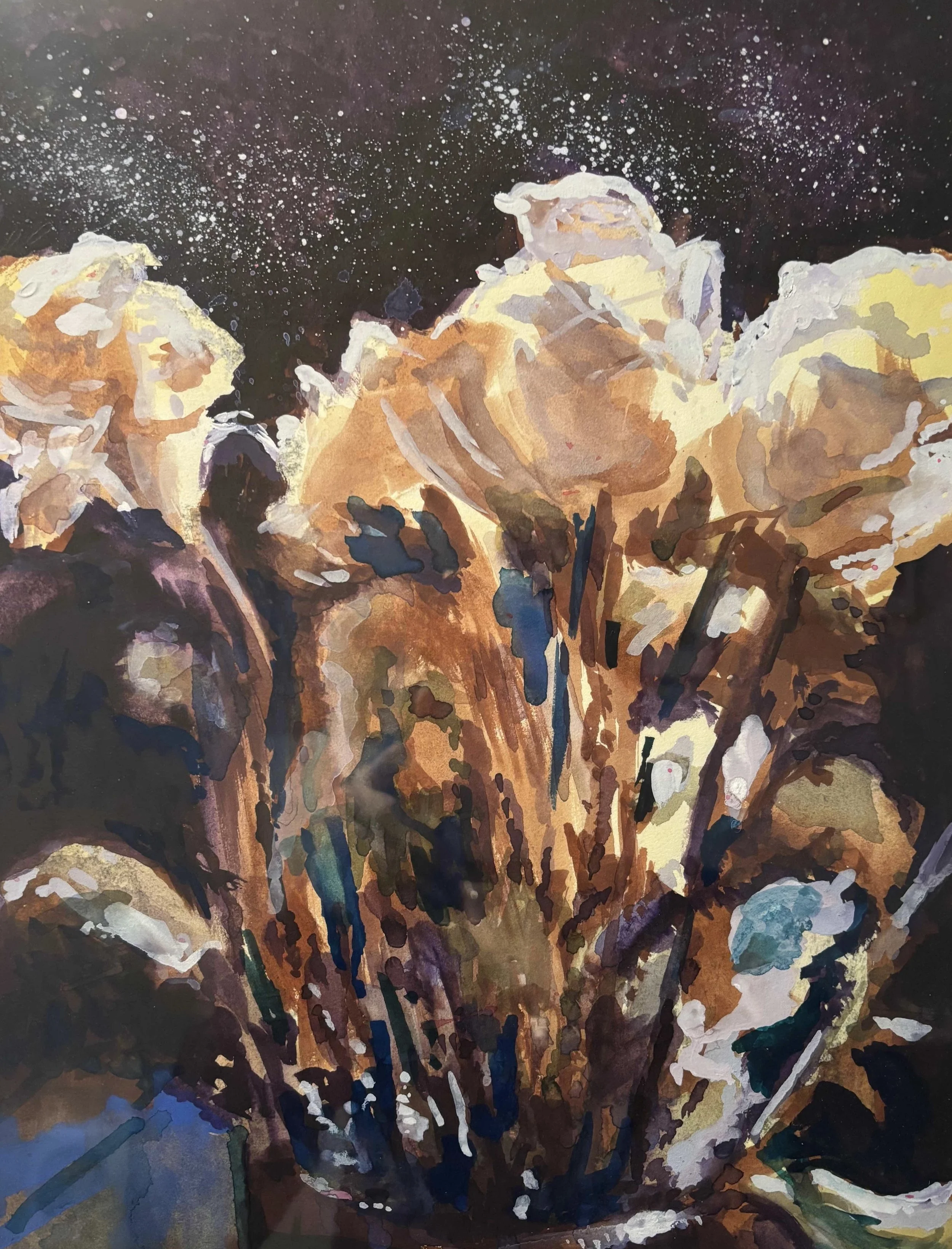 Honorable Mention: White Roses in Gouache by Susan Dove. Gouache. SOLD. 