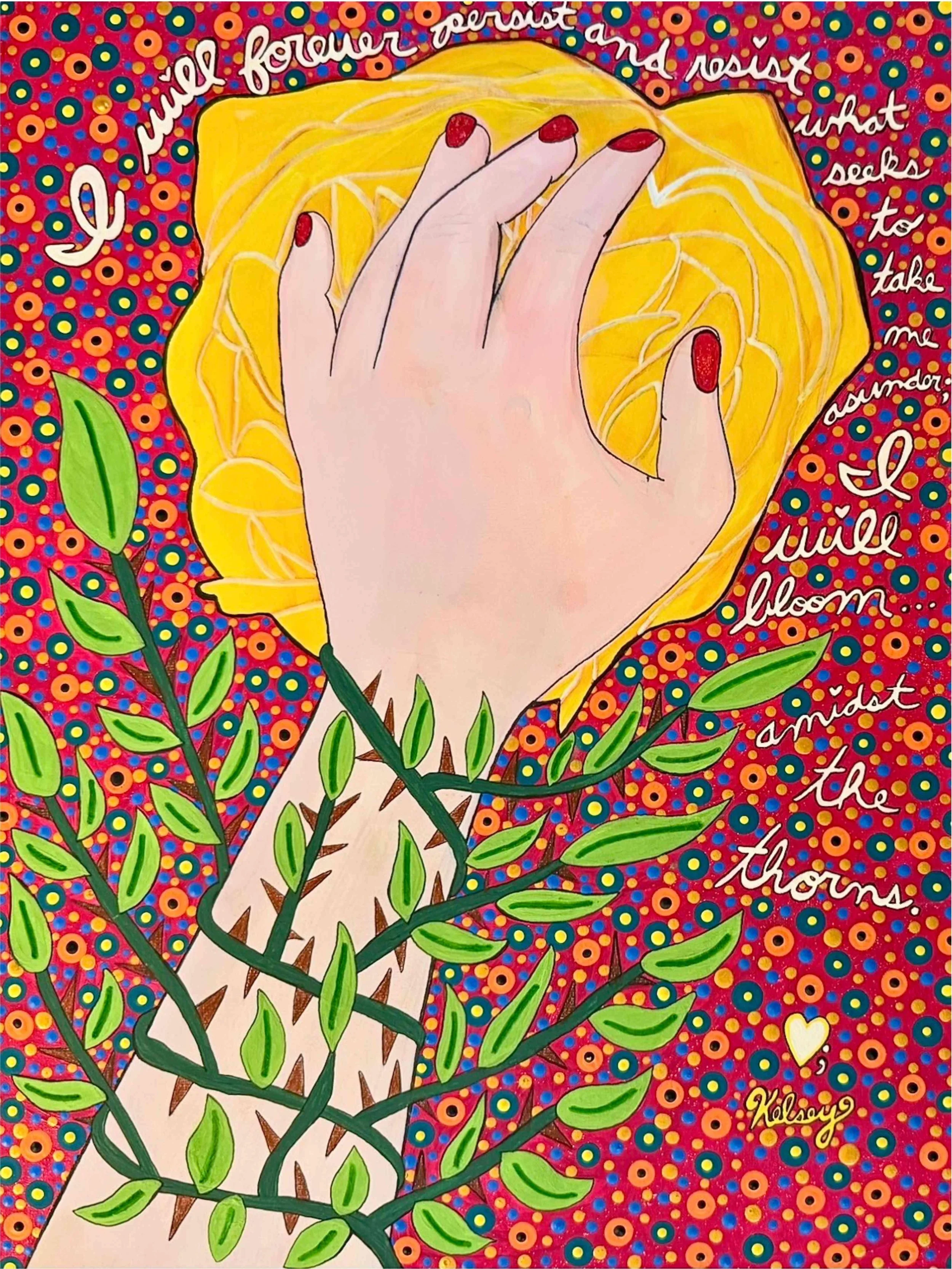 Bloom Amidst the Thorns by Kelsey Horine. Acrylic. $1,000. 