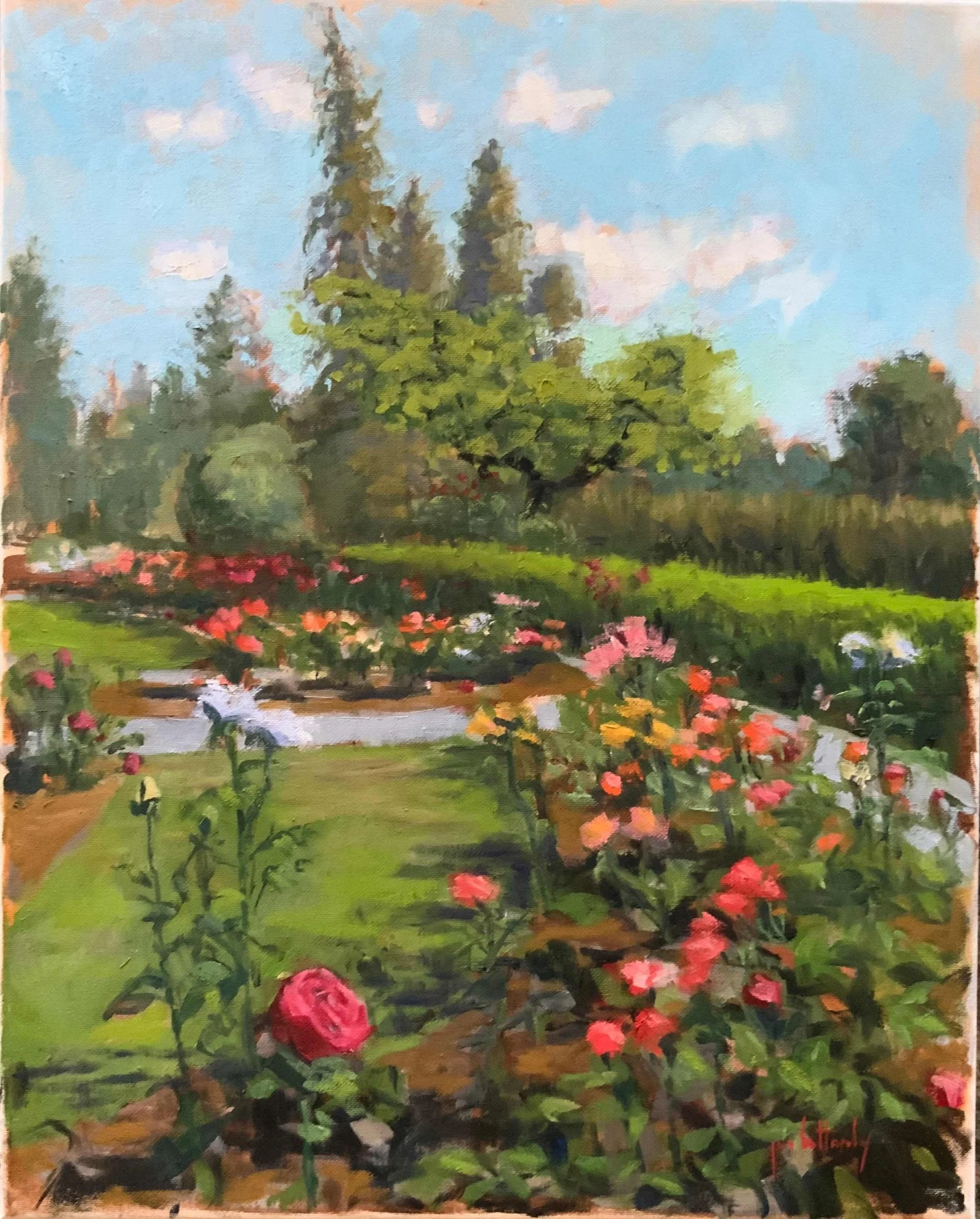 Joe Bottomly. Rose Garden. Oil. $800.00.