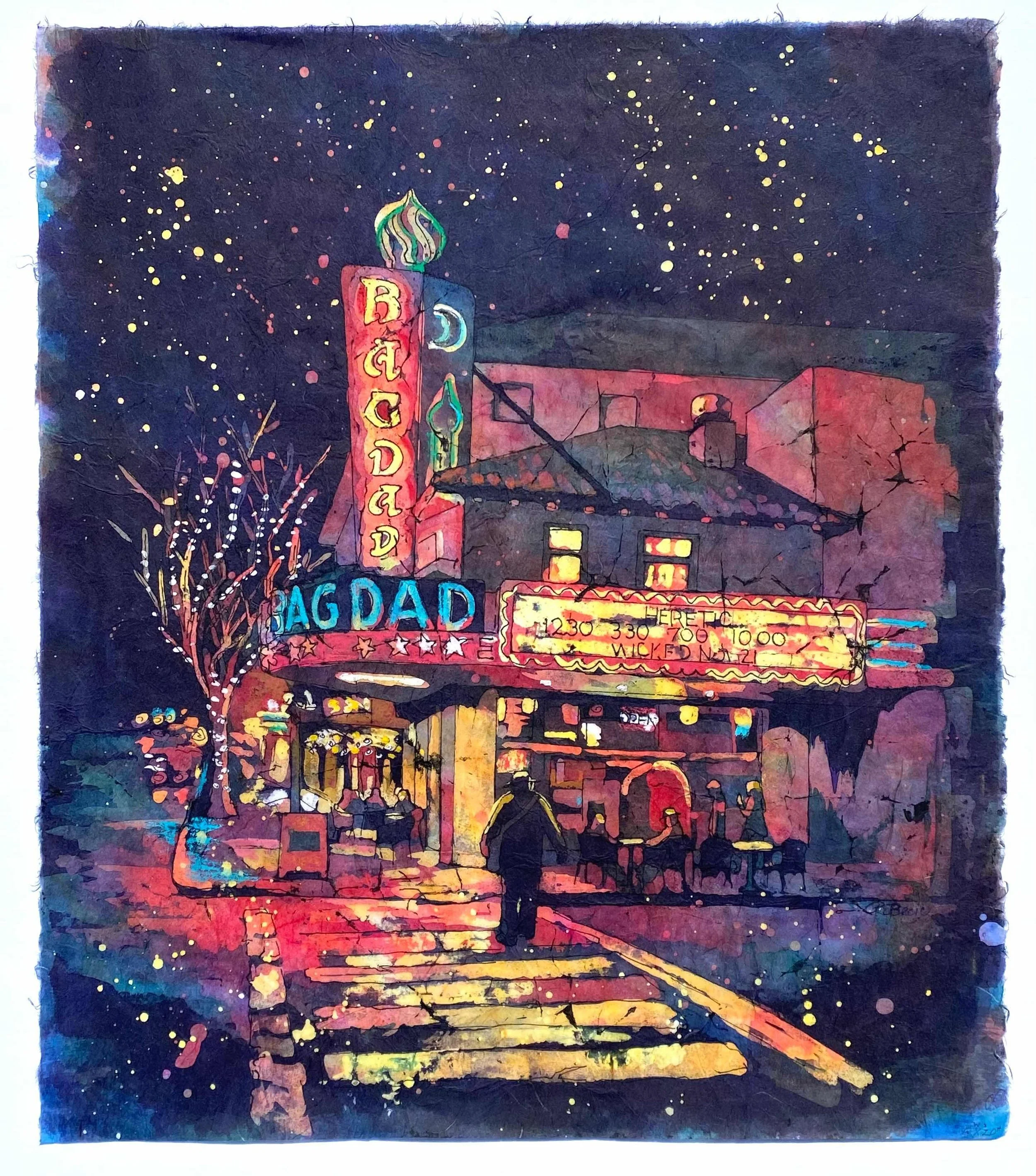 Hawthorne Street Nocturne by Robin Becic. Watercolor. $1,300. 