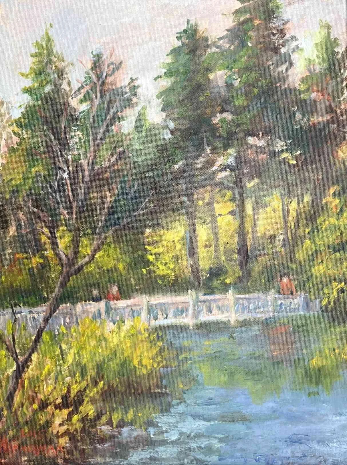 Crystal Springs Rhodedendron Garden by Vicki Zimmerman. Oil. $375. 