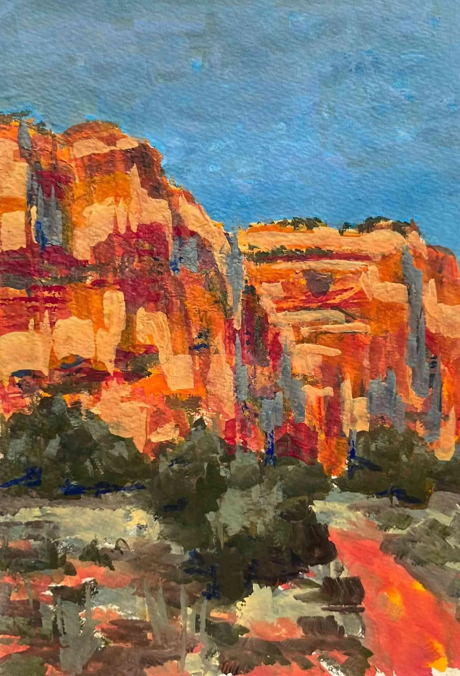 Sedona Cliffs by Jane Hansen. Gouache. $125.00