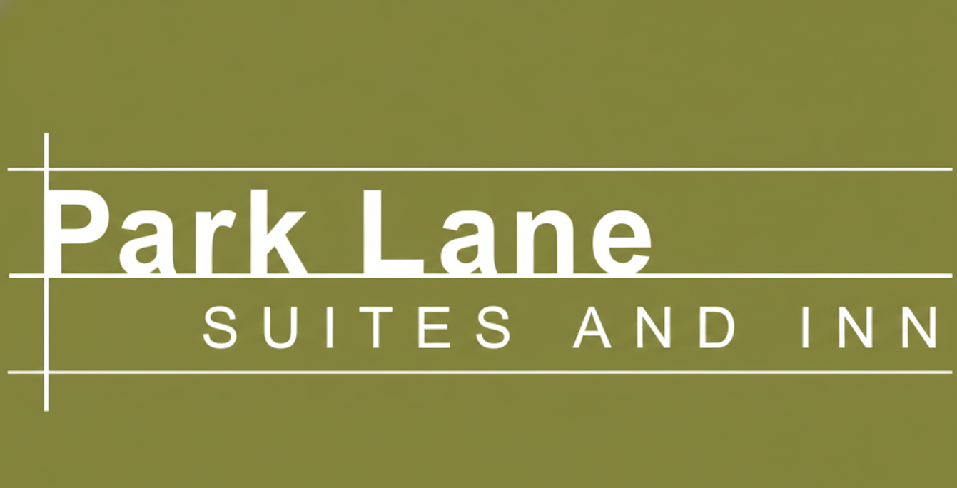 Sign for Park Lane Suites and Inn on an olive green background.