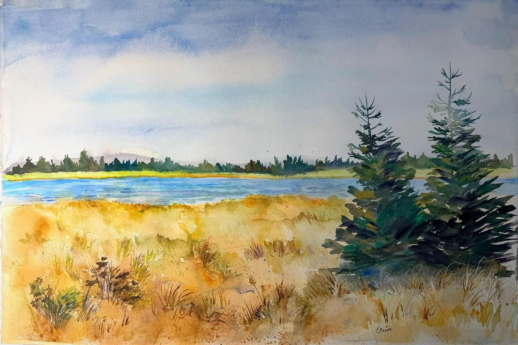 September by Elaine Pawski. Watercolor. $450.00