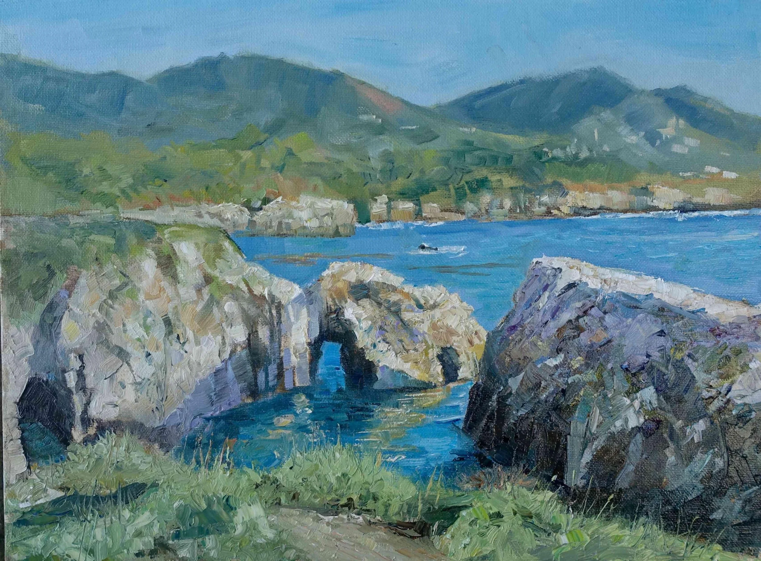 Miguel Morejohn. Sea Arch, Point Lobos, Carmel. Oil. $1,200.00.