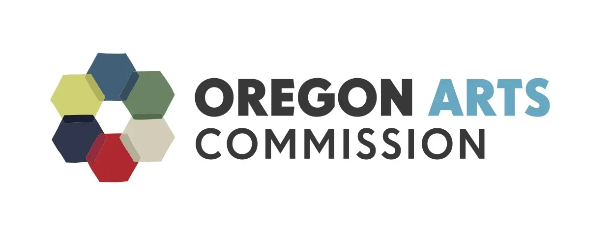 Logo of Oregon Arts Commission featuring a cluster of multicolored hexagons and the text 'Oregon Arts Commission' with 'Arts' in blue font.