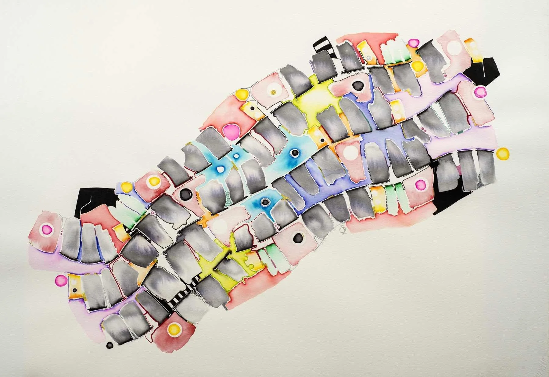 Multiversion Tibetan Flags by Matt O'Neill. Watercolor. $500.00