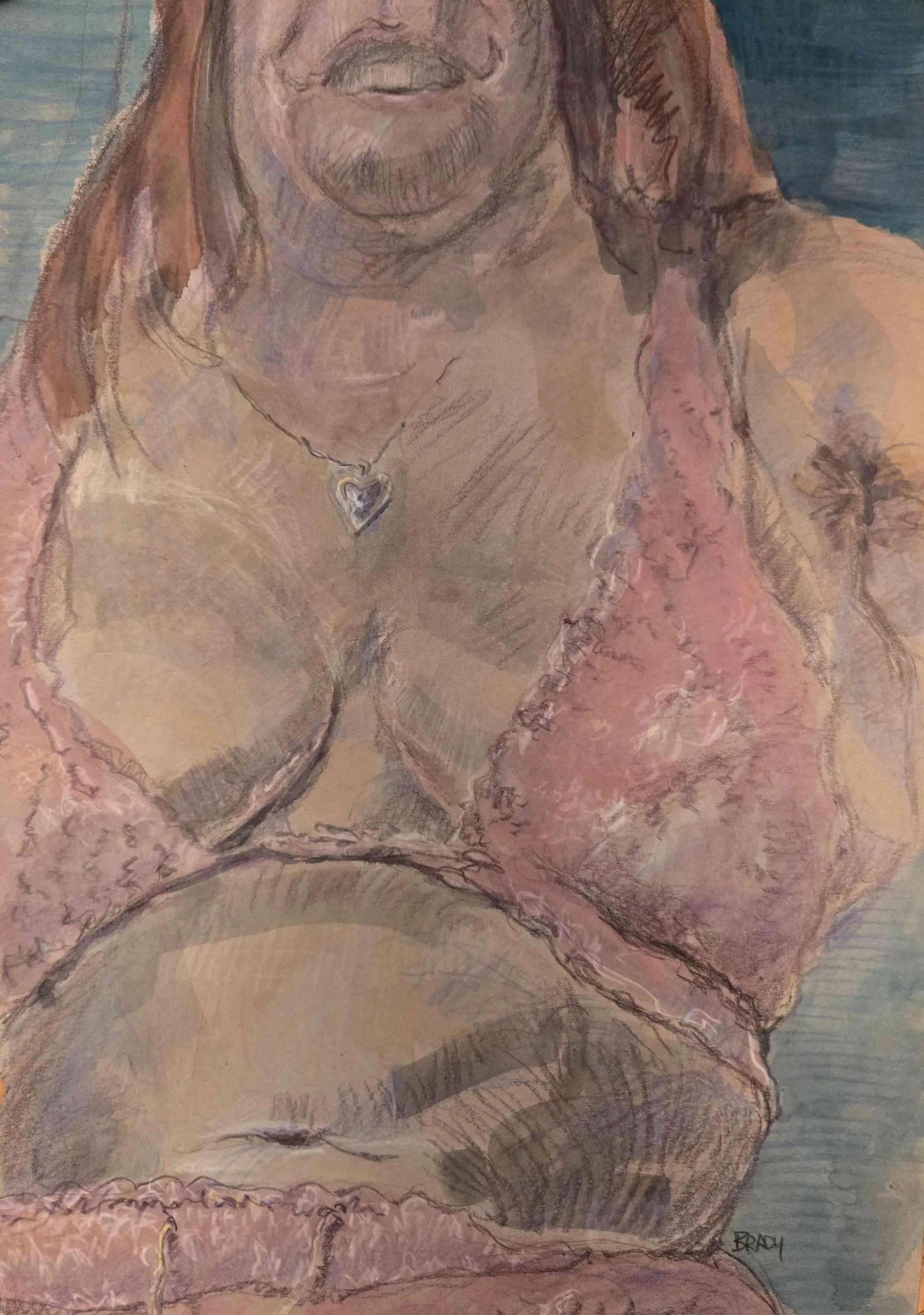 Pink Bikini and Perpetual Smile by Joseph Brady. Watercolor. $400.