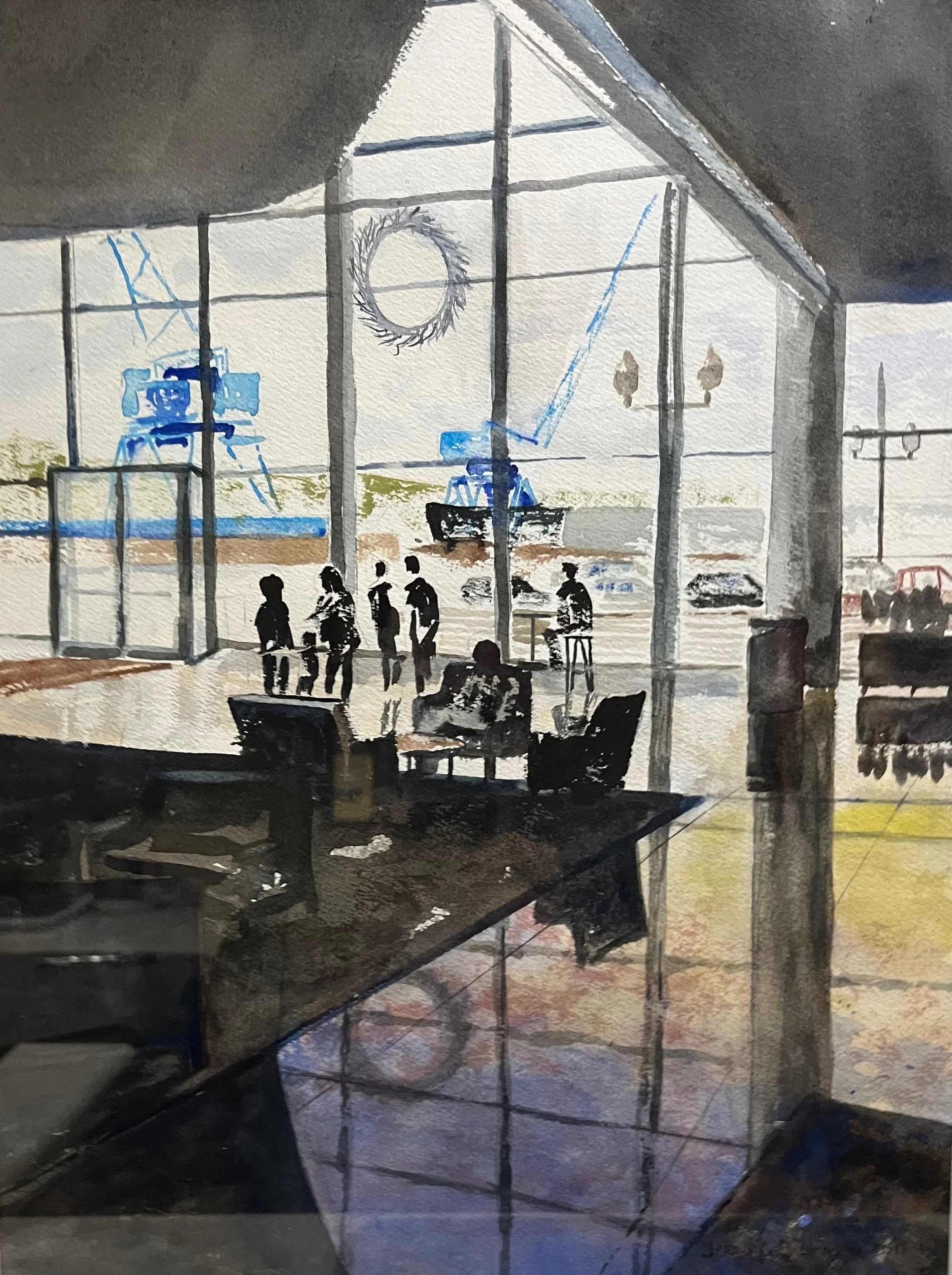 OHSU, Health and Healing Lobby by Jerry Dickason. Watercolor. $750.00