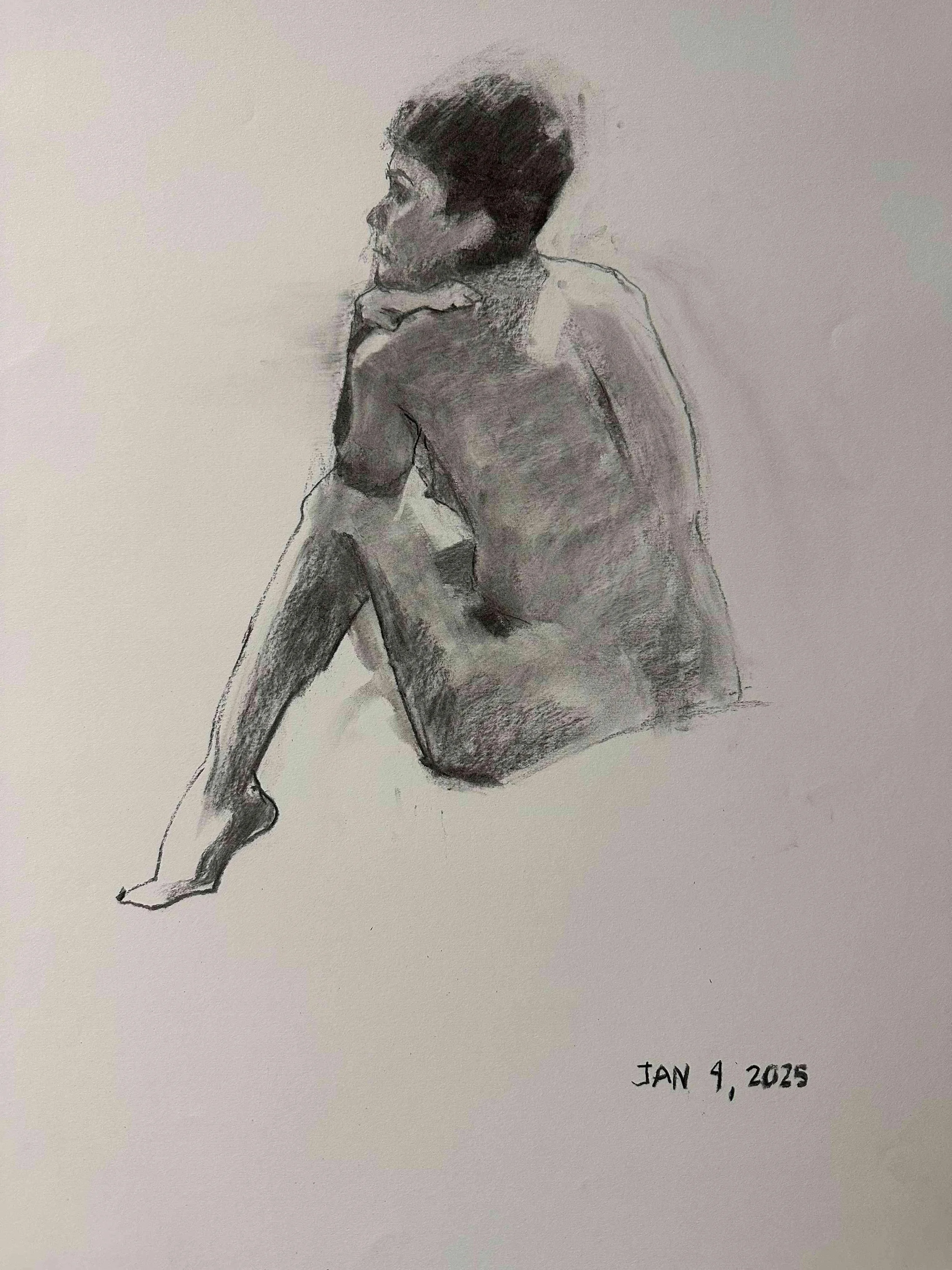 Poised by Patricia Vrobel. Charcoal. $150.