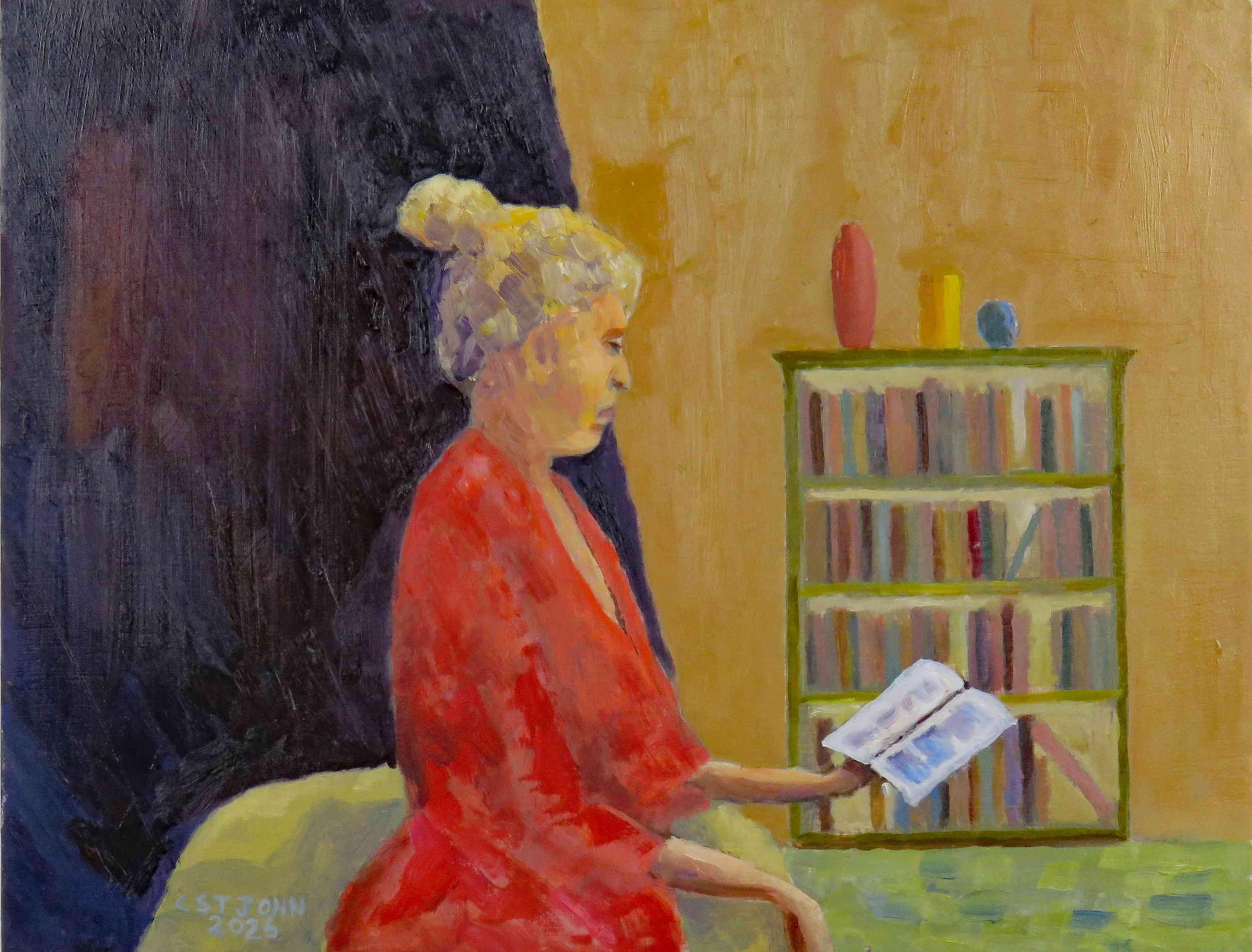 The Reader by Chuck St. John. Oil. $325.