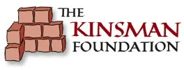 Logo for The Kinsman Foundation featuring an illustration of a brick wall and the foundation's name.