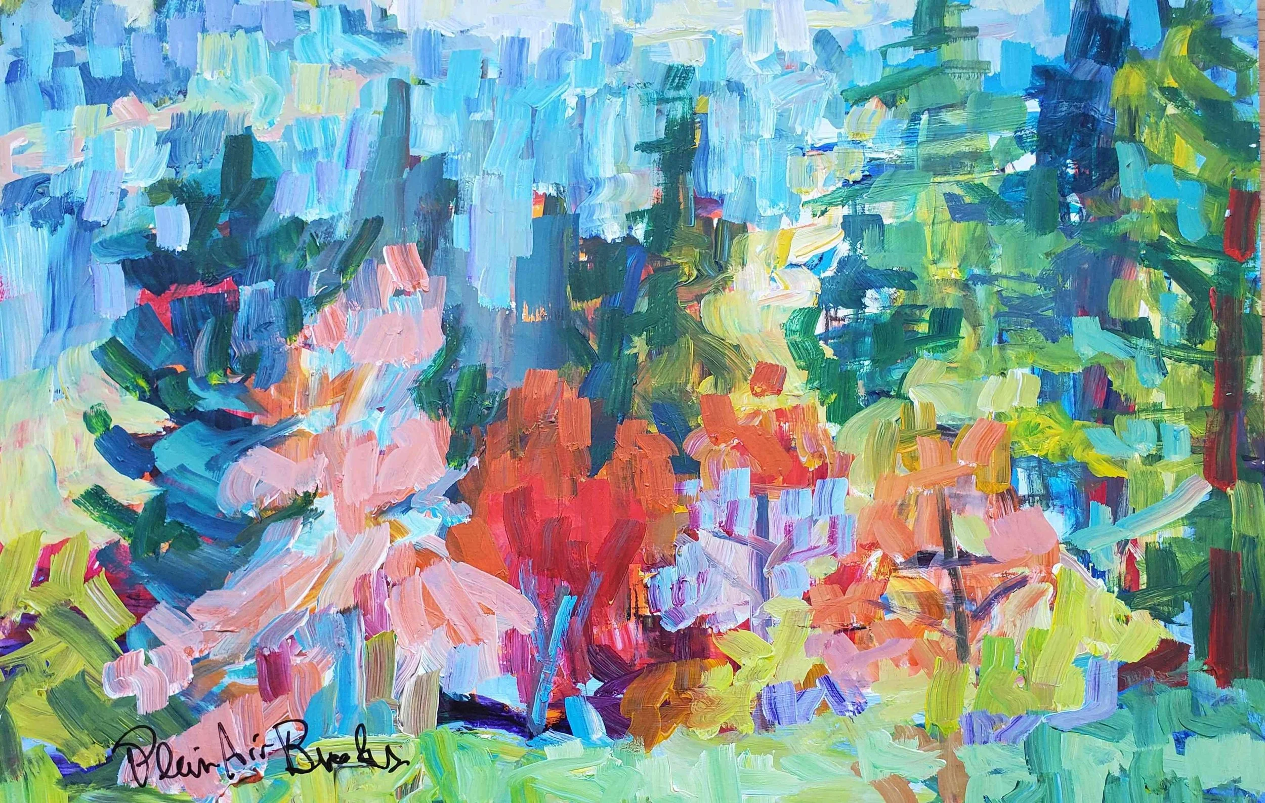 Brooks Hickerson. Red Maples at Hoyt Arboretum. Acrylic. $300.00.