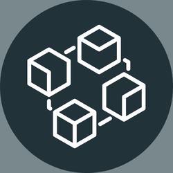 Icon representing interconnected cubes or 3D blocks linked by lines, symbolizing blockchain or network connections.