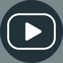 A circular black icon with a white play button inside, indicating video or media playback.