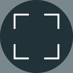 Icon of a camera focus square on a dark gray background