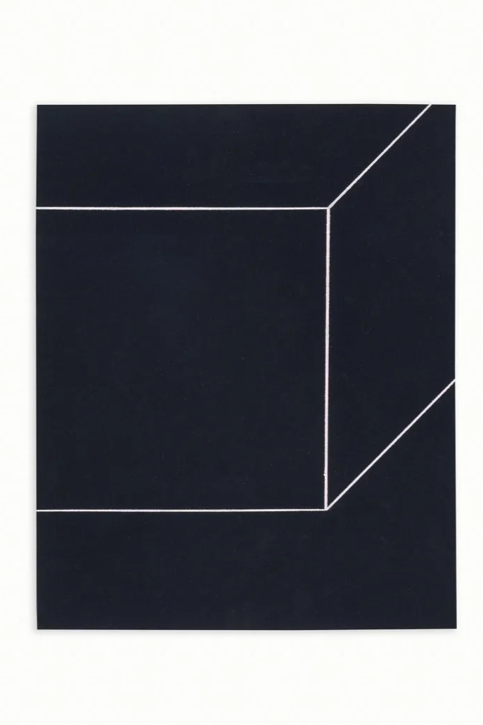 F5 IV-07, 2023, oil, bleach and mixed media on denim, 51.5 x 41 cm