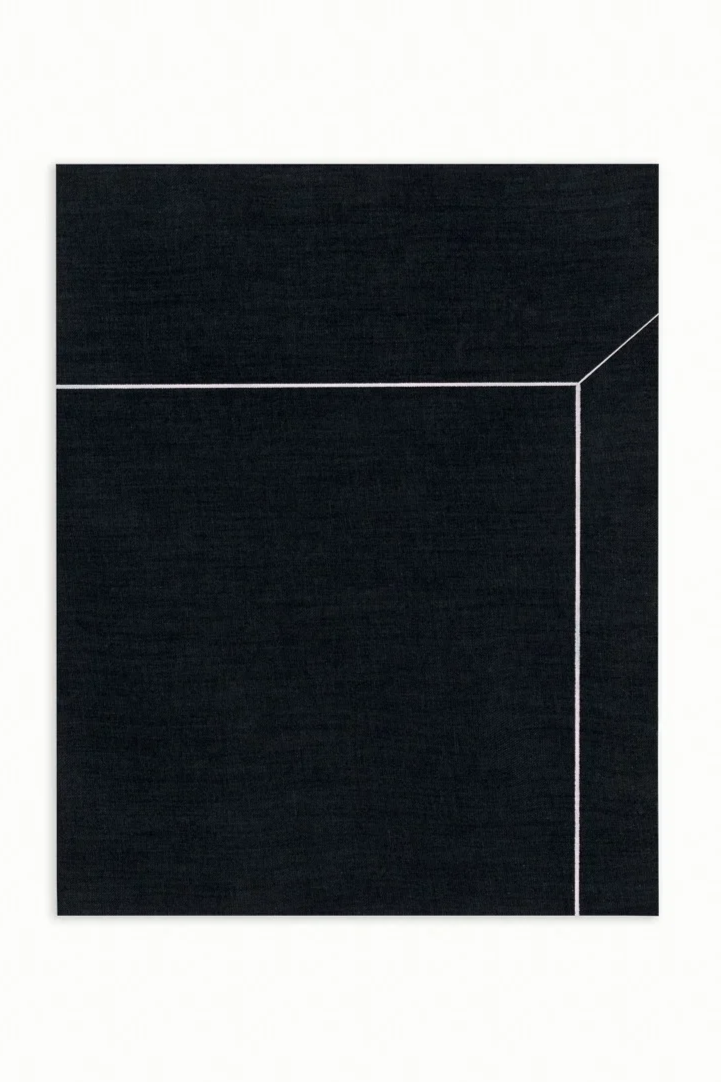 F5 IV-08, 2023, oil, bleach and mixed media on denim, 51.5 x 41 cm