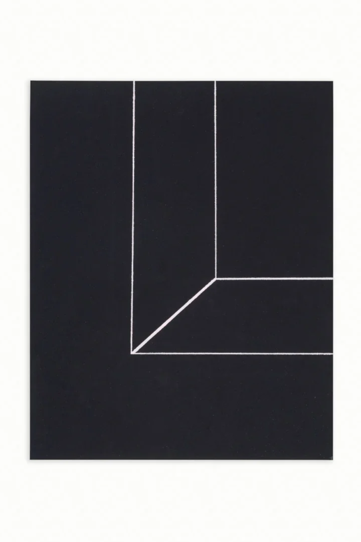 F5 IV-10, 2023, oil, bleach and mixed media on denim, 51.5 x 41 cm