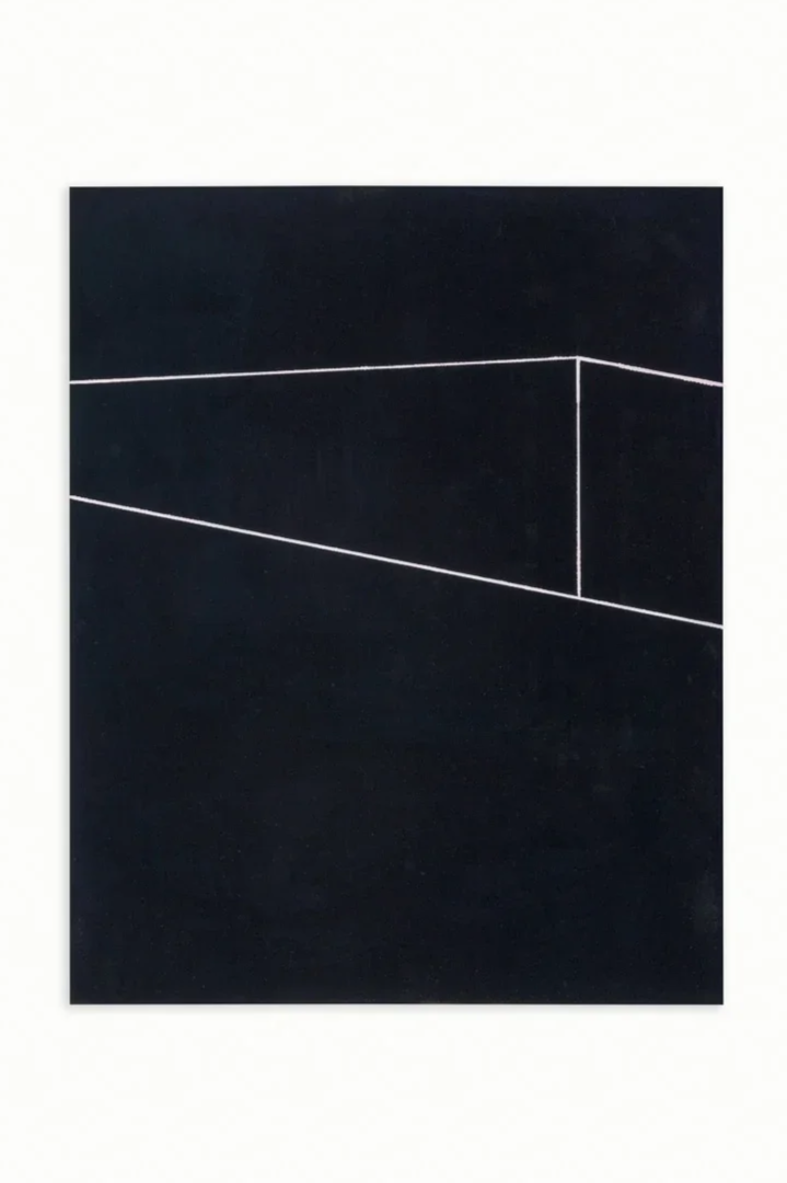 F5 IV-13, 2023, oil, bleach and mixed media on denim, 51.5 x 41 cm