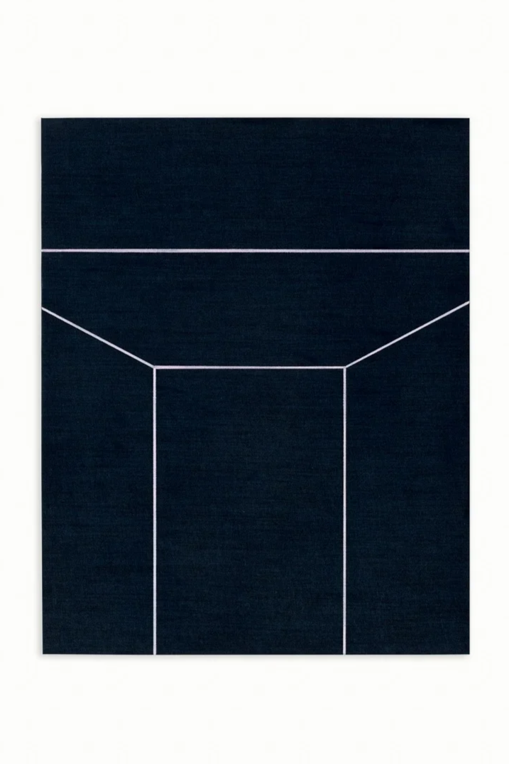 F5 IV-15, 2023, oil, bleach and mixed media on denim, 51.5 x 41 cm