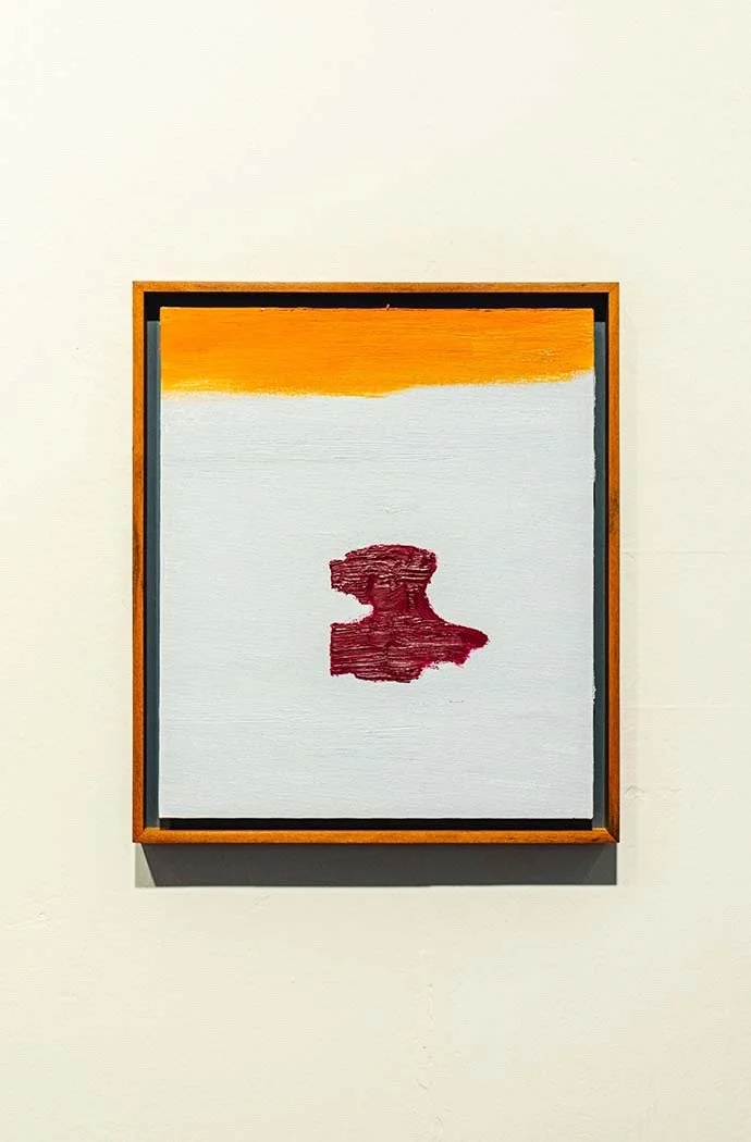 Small Grey Orange Red 2, 2021, oil on board, 30.5 x 25 cm