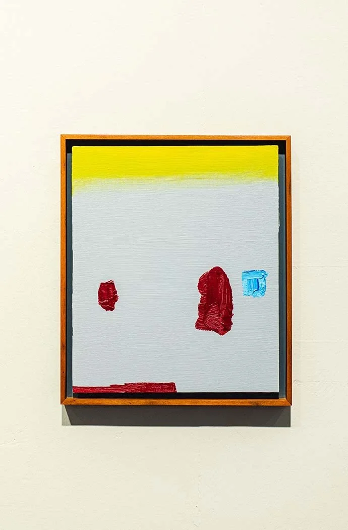 Small Grey Red Blue, 2021, oil on board, 30.5 x 25 cm