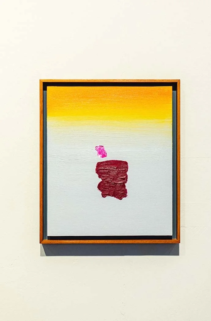 Small Grey Orange Red 1, 2021, oil on board, 30.5 x 25 cm