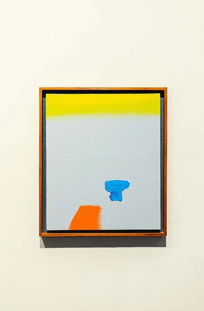 Small Grey Orange Blue, 2021, oil on board, 30.5 x 25 cm