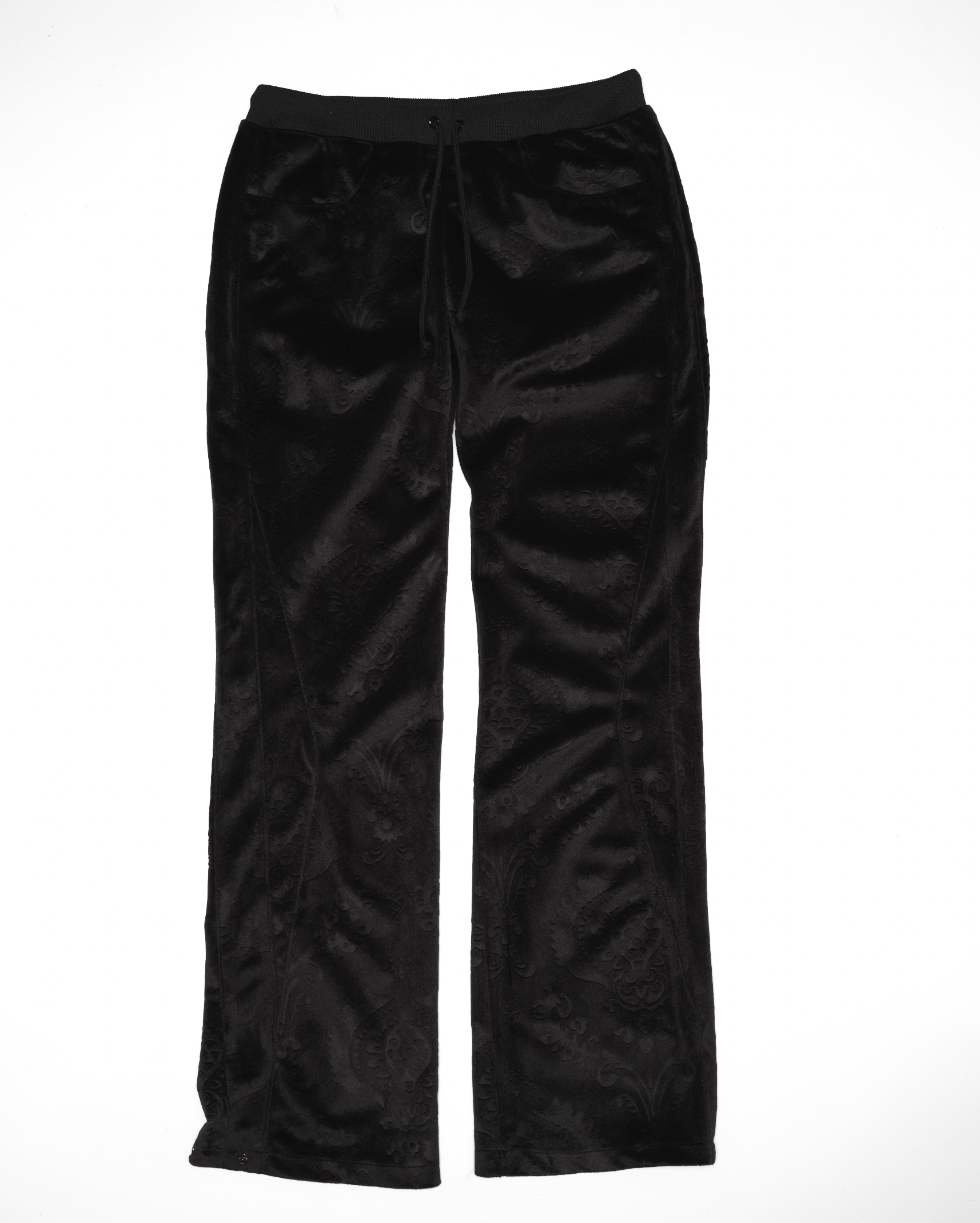 WOMENS LOW RISE VELVET TRACK PANTS