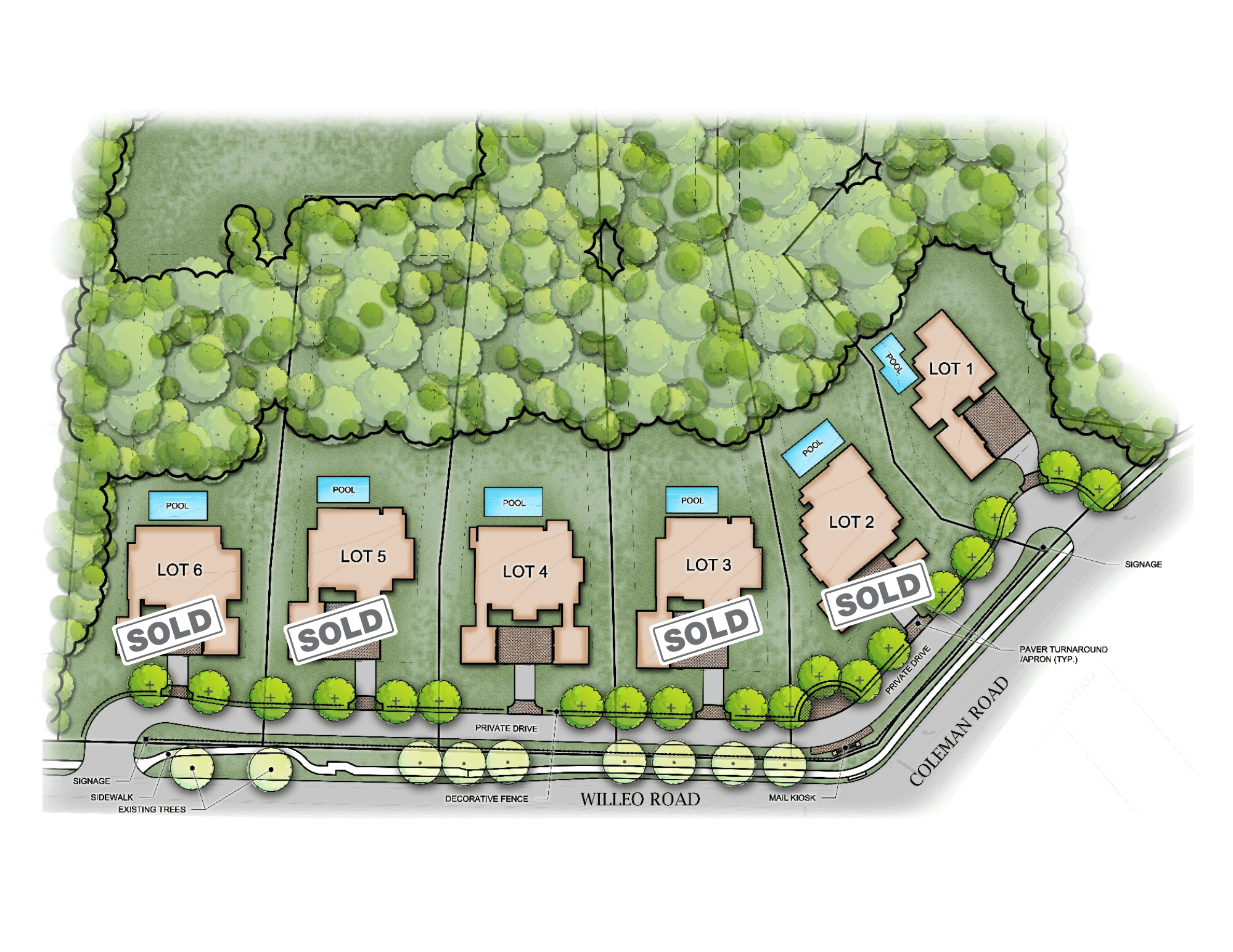 Map of lots for sale at Colecrest Community by Lehigh Homes