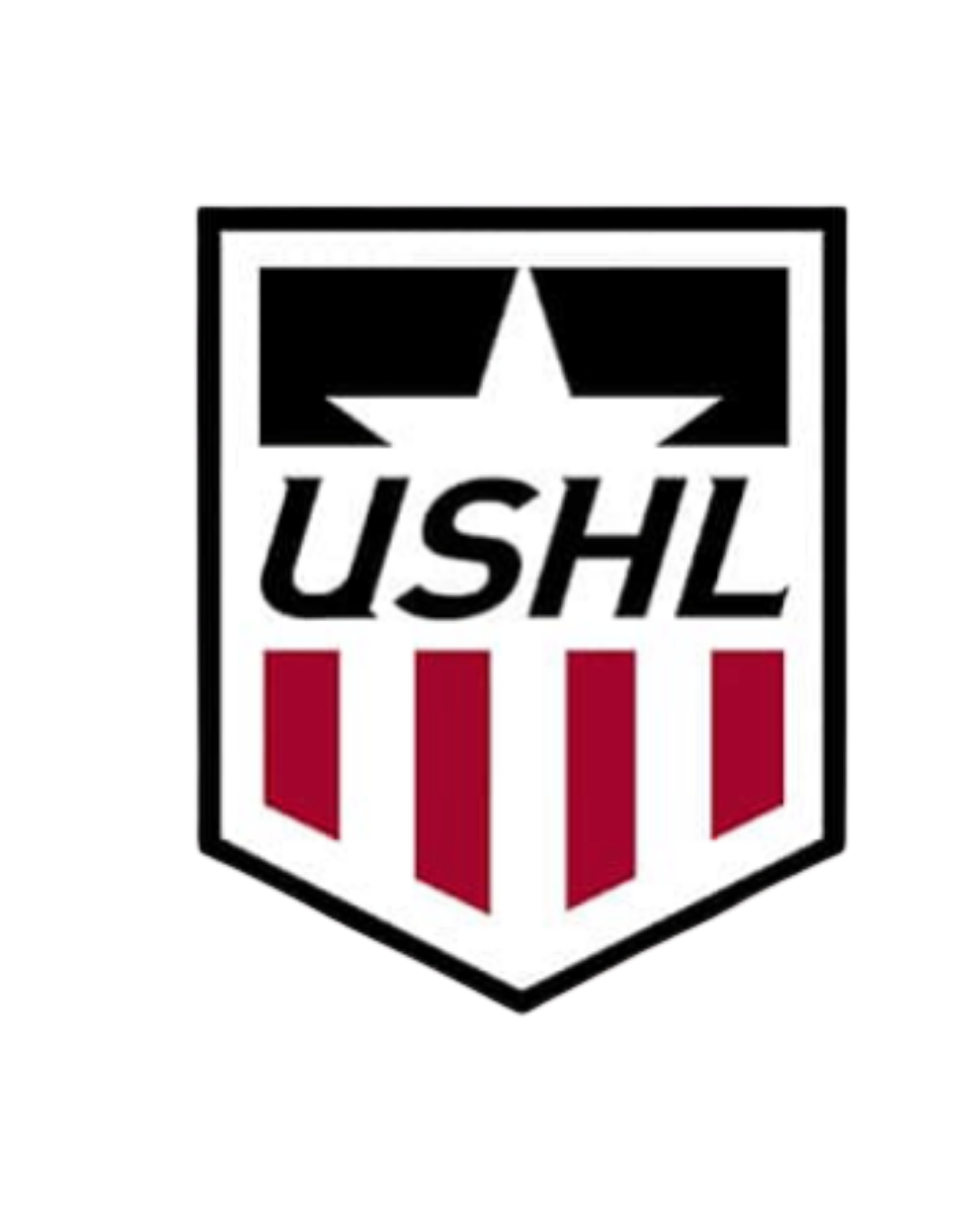 U.S. Hockey League (USHL) logo with a star, black, white, and red colors, and the acronym USHL in the center.