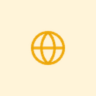 icon of yellow globe on yellow background