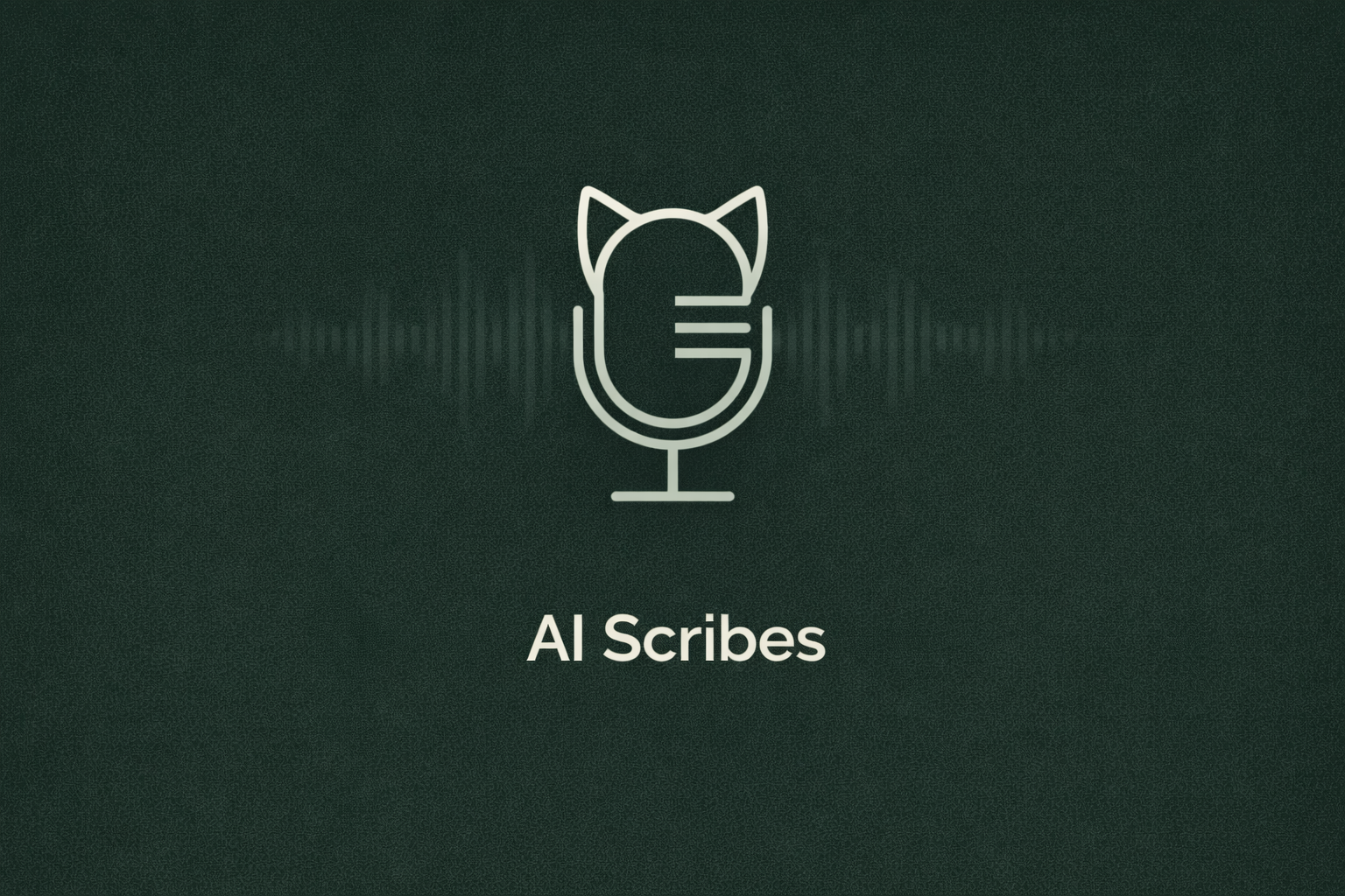 Logo of a microphone with cat ears and the text 'AI Scribes' beneath it.