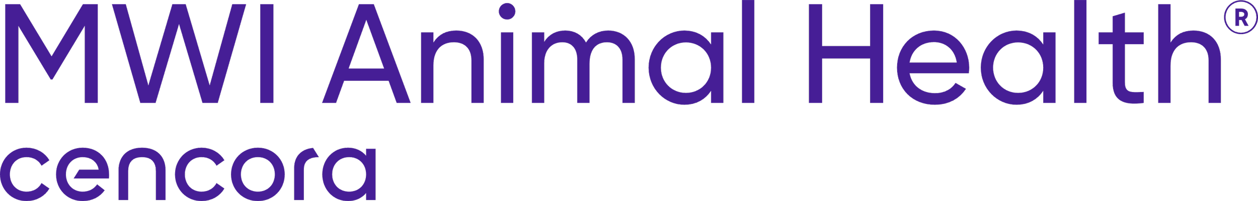 Text logo with purple lettering that reads 'MW Animal Health Canada' on a black background.