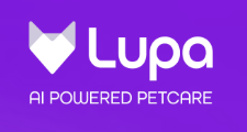 Lupa logo with purple background, white cat silhouette, and text 'Lupa AI Powered Petcare'.