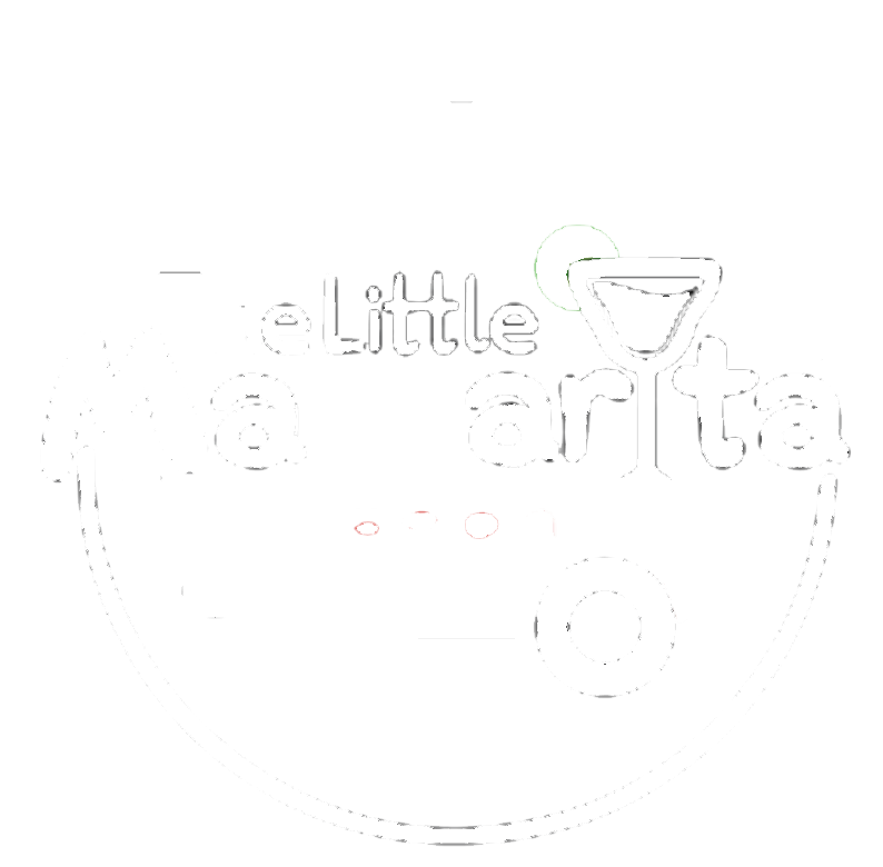 Logo for The Little Margarita Wagon featuring a stylized margarita glass, a wagon, and the brand name in playful fonts, all within a circular border.