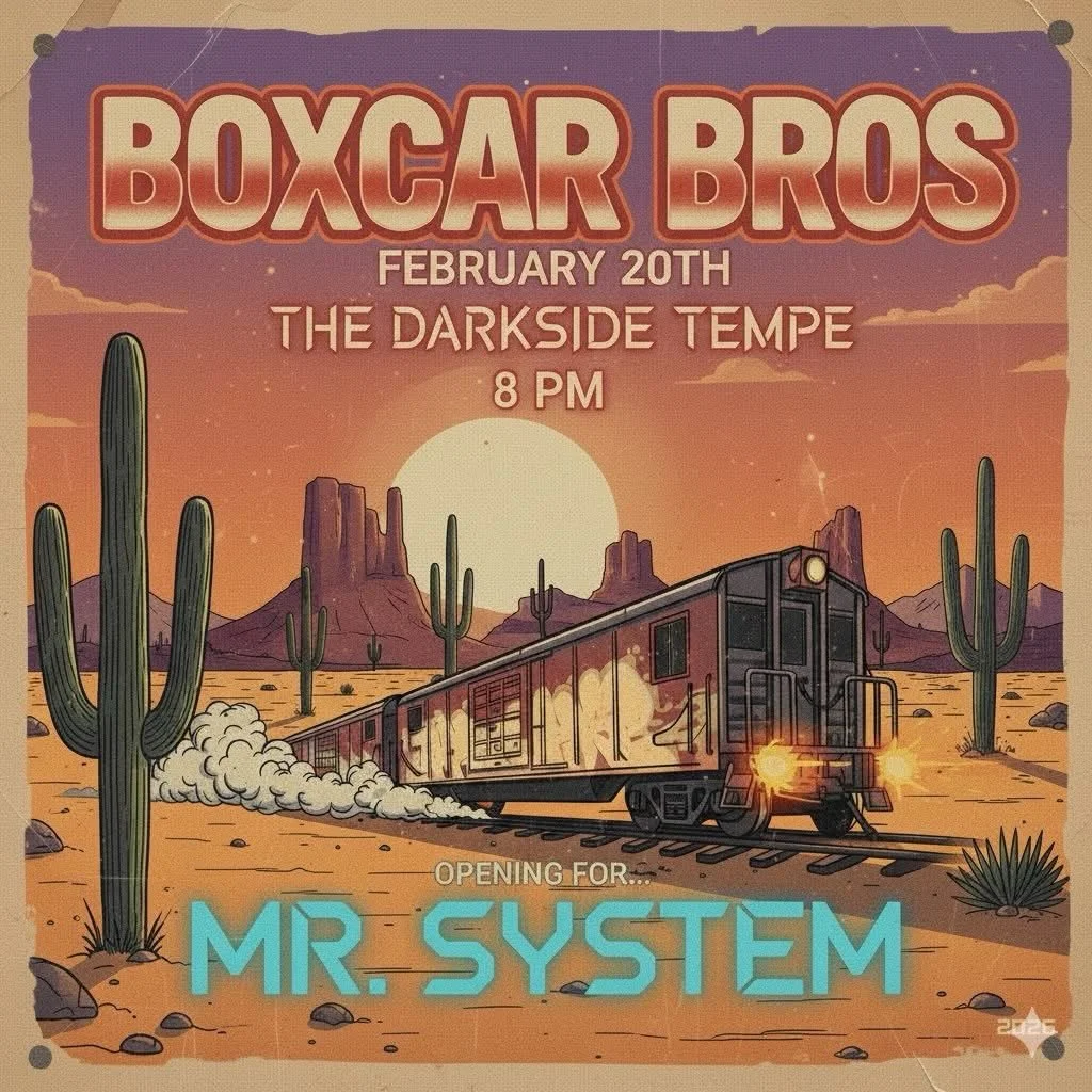 Hey hey Arizona. See you next week for a quick one while we are in the studio all week. Thanks to our pals Mr. System for sharing this bill! Be there early, have a nice cocktail and rub elbows with the coolest music family and friends in Tempe. Love 