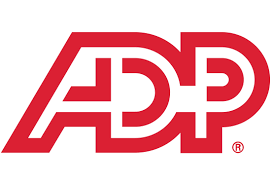 Logo of ADP in red letters.