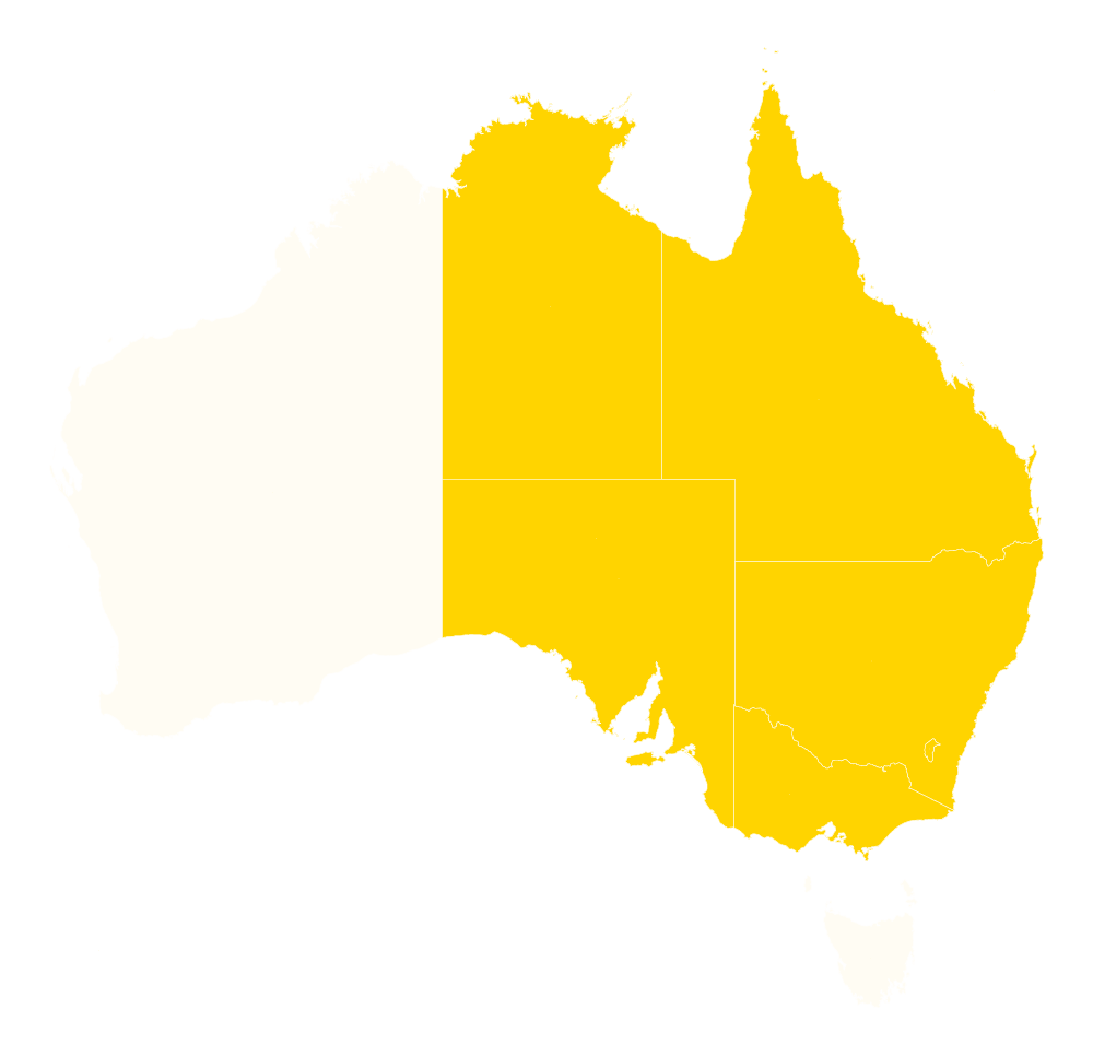 Map of Australia with most states highlighted.
