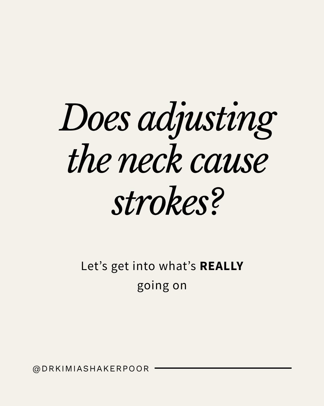Not a fun topic, but an important one.

Today I wanted to get into what&rsquo;s really going on when we hear &ldquo;does chiropractic cause strokes?&rdquo;

It&rsquo;s all about presenting research based facts, and alleviating any fears or misinforma