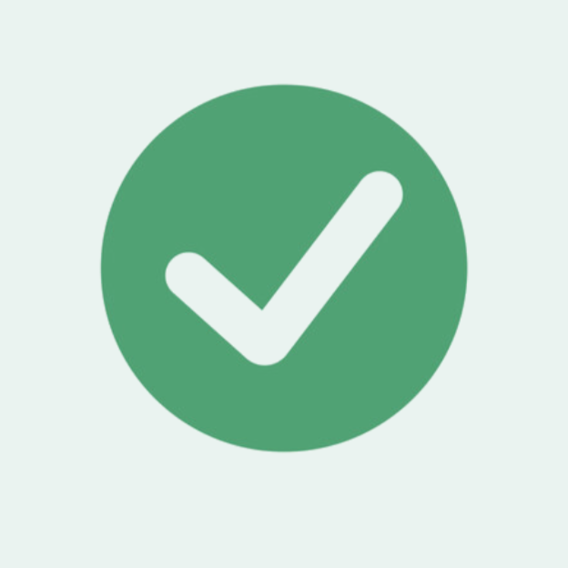 Green circle with white check mark in the center.